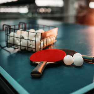 Ping Pong Table with Paddles and Balls