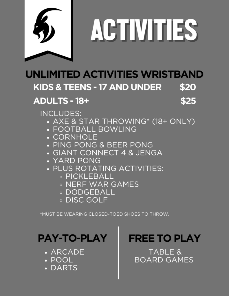 Activities Price List