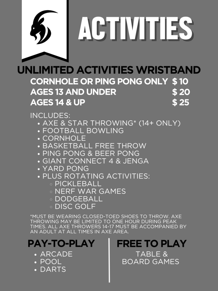 Activities Price List (Poster - 18 x 24 in) Activities Price List (Poster - 18 x 24 in)